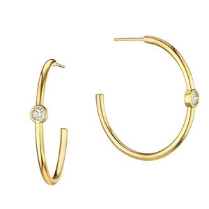 Jennifer Miller NIB Bezel Cut Yellow Gold Plated Earrings